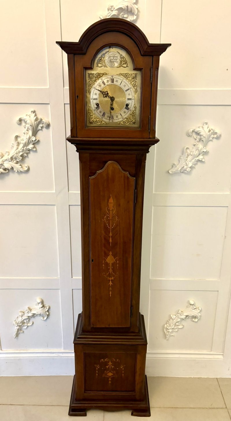 Antique Edwardian Inlaid Mahogany Longcase Clock